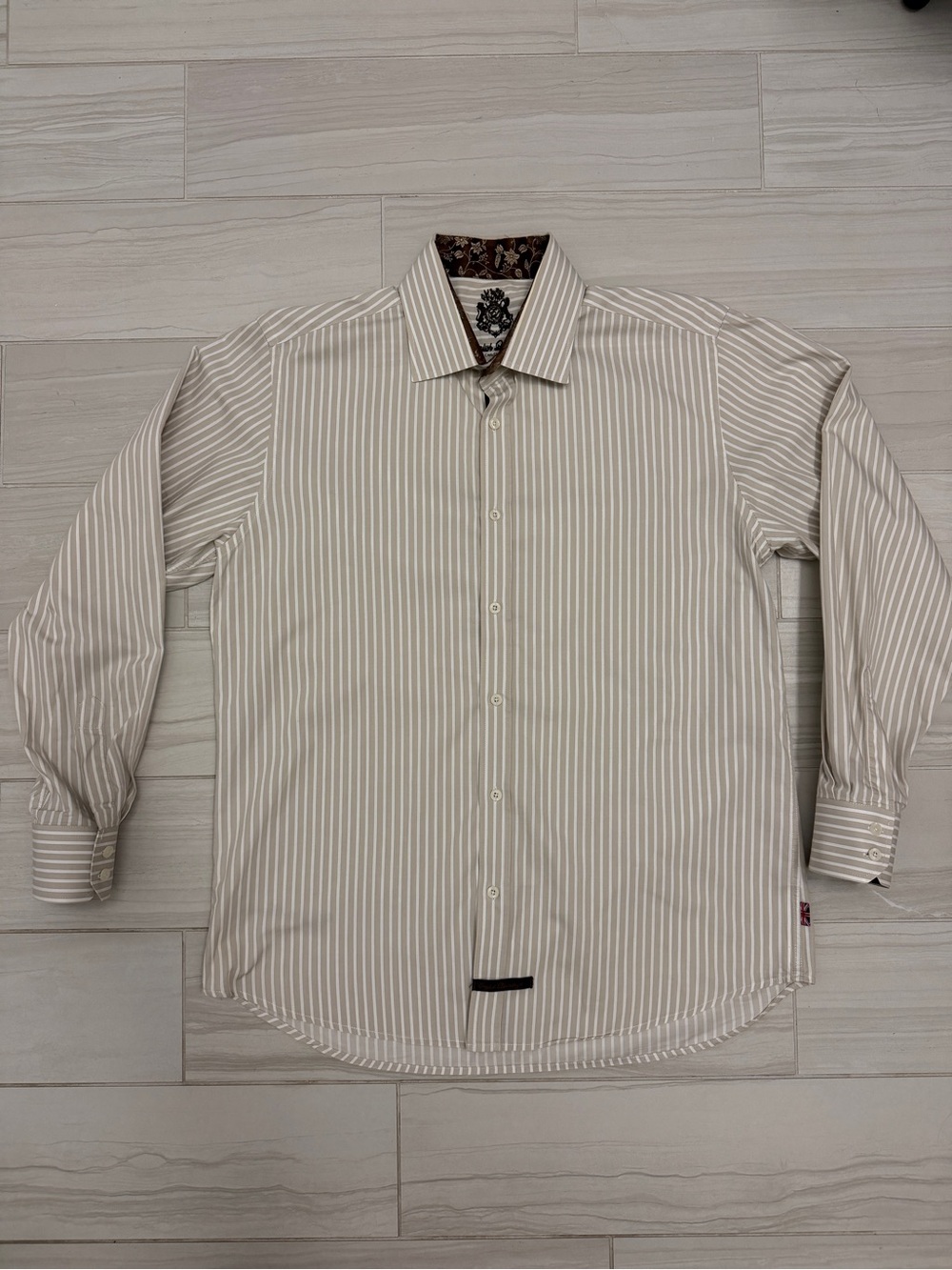 English Laundry Christopher Wicks Stripe Long Sleeve Dress Shirt 17 34/35 - Picture 12 of 15